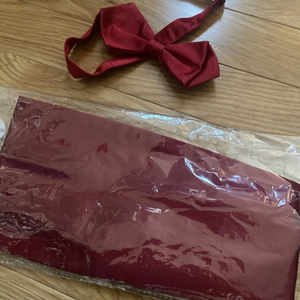 Mens Pre-Tied Bow Tie Red Bowtie Tuxedo Cummerbund Silk NEW